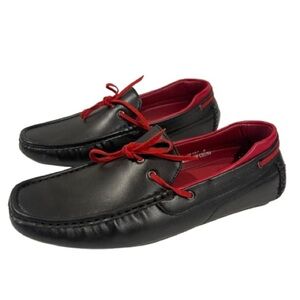 Men’s Chuxx Black & Red Faux Leather Slip On Loafers Size 8 US!